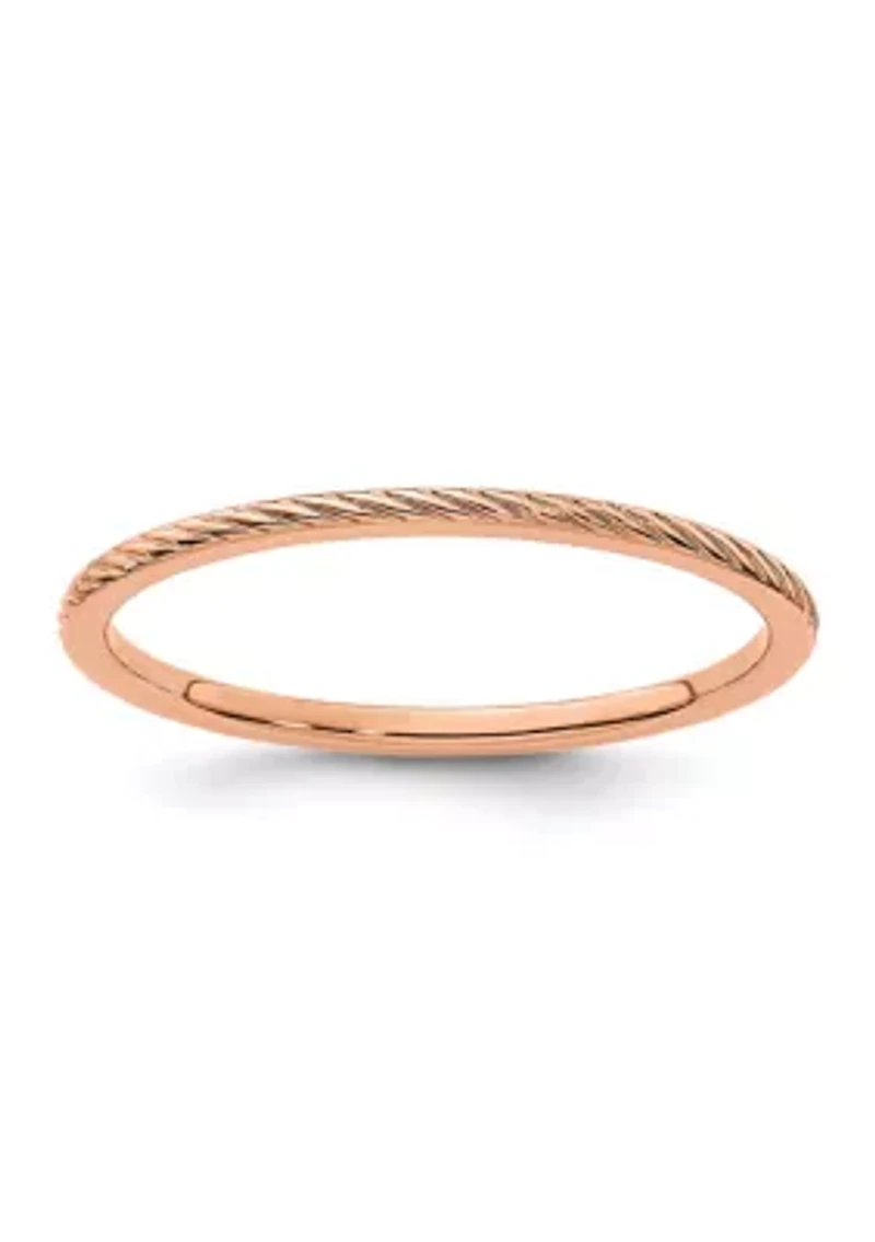 10K Gold 1.2mm Twisted Wire Pattern Stackable Band