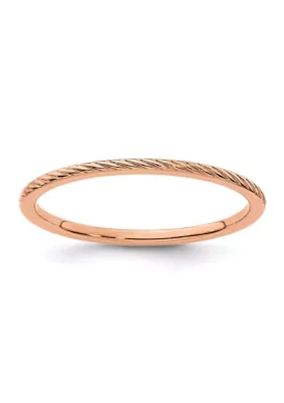 10K Gold 1.2mm Twisted Wire Pattern Stackable Band
