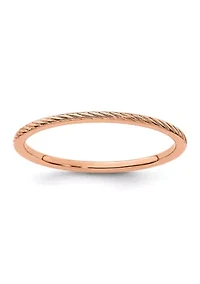 10K Gold 1.2mm Twisted Wire Pattern Stackable Band