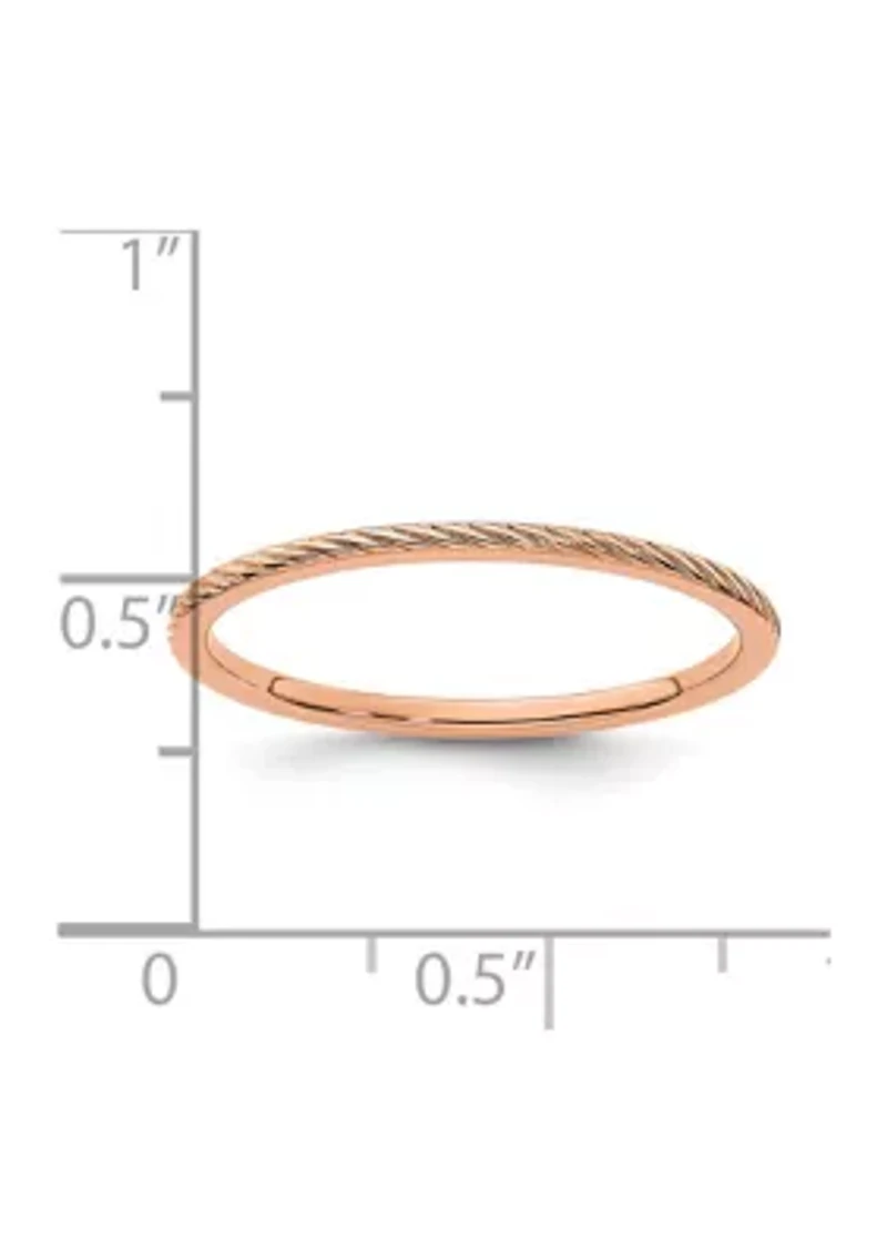 10K Gold 1.2mm Twisted Wire Pattern Stackable Band