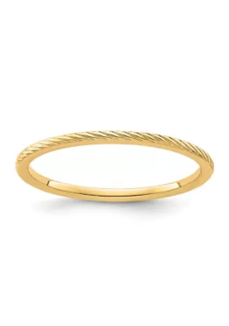 10K Gold 1.2mm Twisted Wire Pattern Stackable Band