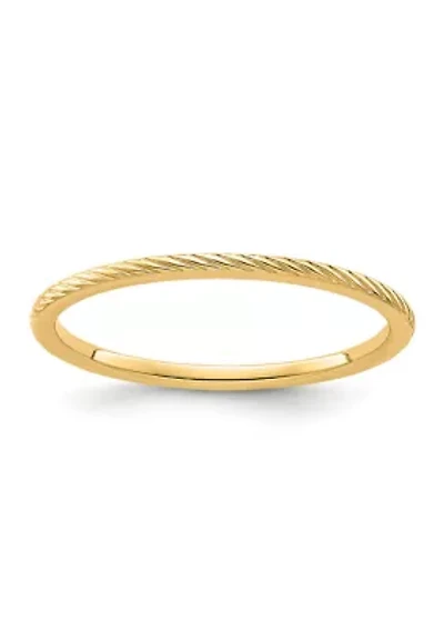 10K Gold 1.2mm Twisted Wire Pattern Stackable Band