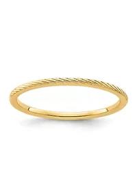 10K Gold 1.2mm Twisted Wire Pattern Stackable Band