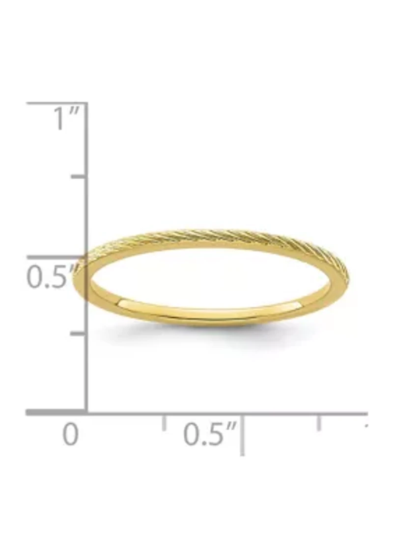 10K Gold 1.2mm Twisted Wire Pattern Stackable Band