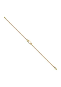 14K Yellow Gold Polished Heart 10 Inch Anklet