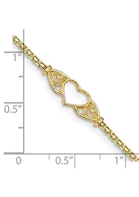 14K Yellow Gold Polished Heart 10 Inch Anklet