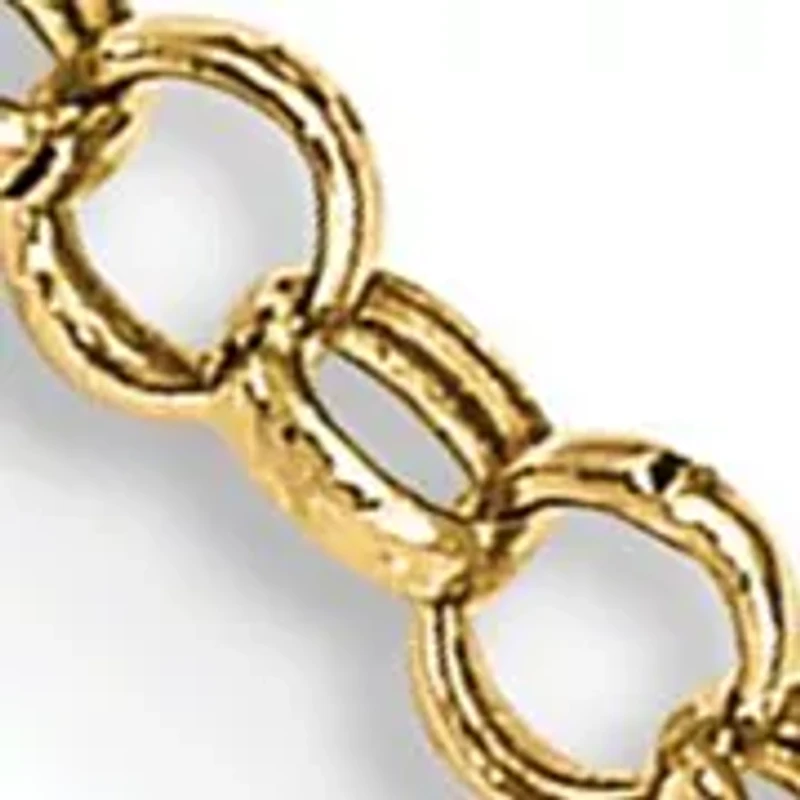 14K Yellow Gold Puff Heart 10 Inch Anklet