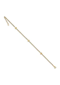 14K Yellow Gold Puff Heart 10 Inch Anklet
