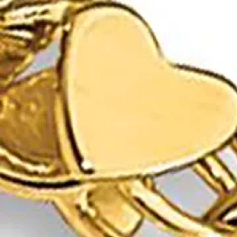 14K Yellow Gold Polished Double Sided Heart 10 Inch Anklet