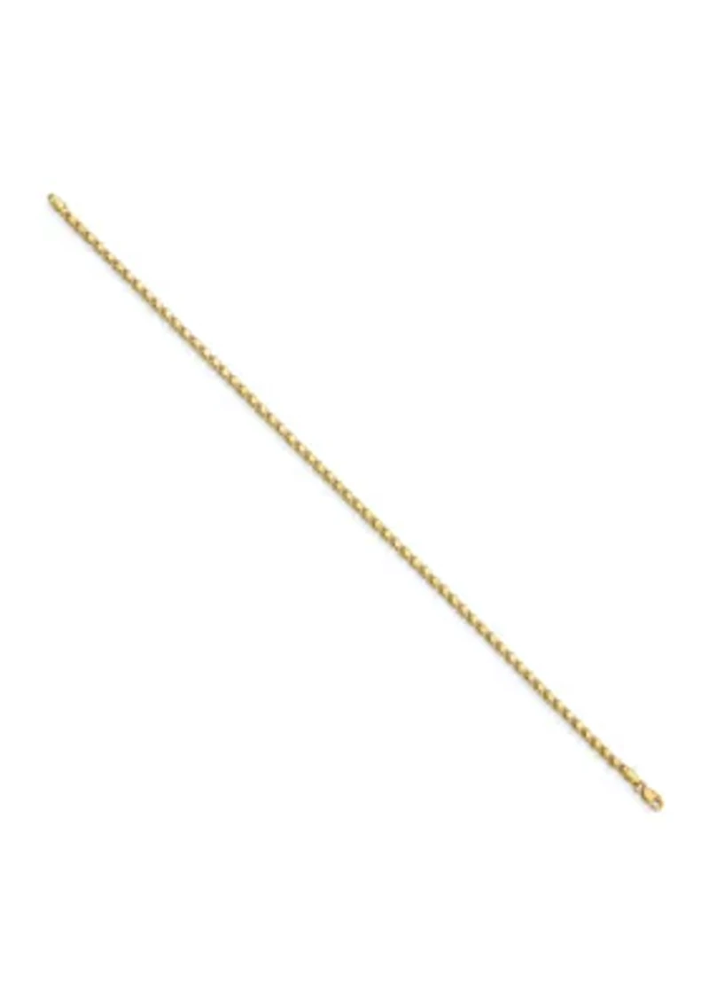 14K Yellow Gold Polished Double Sided Heart 10 Inch Anklet