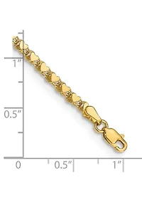 14K Yellow Gold Polished Double Sided Heart 10 Inch Anklet