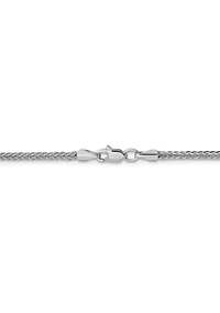 Men's 14K White Gold 2 mm Wheat Chain Bracelet