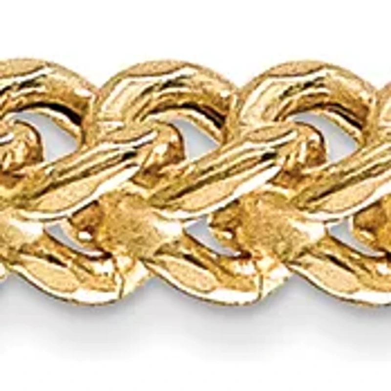 Mens 14K Yellow Gold 3 Millimeter Hollow Franco Chain Bracelet