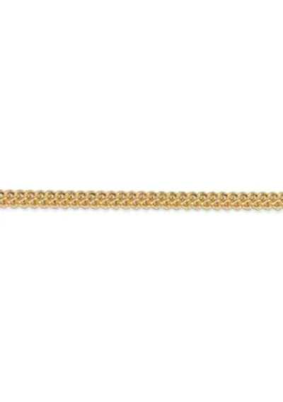 Mens 14K Yellow Gold Millimeter Hollow Franco Chain Bracelet