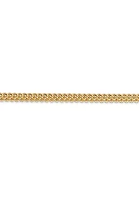 Mens 14K Yellow Gold 3 Millimeter Hollow Franco Chain Bracelet