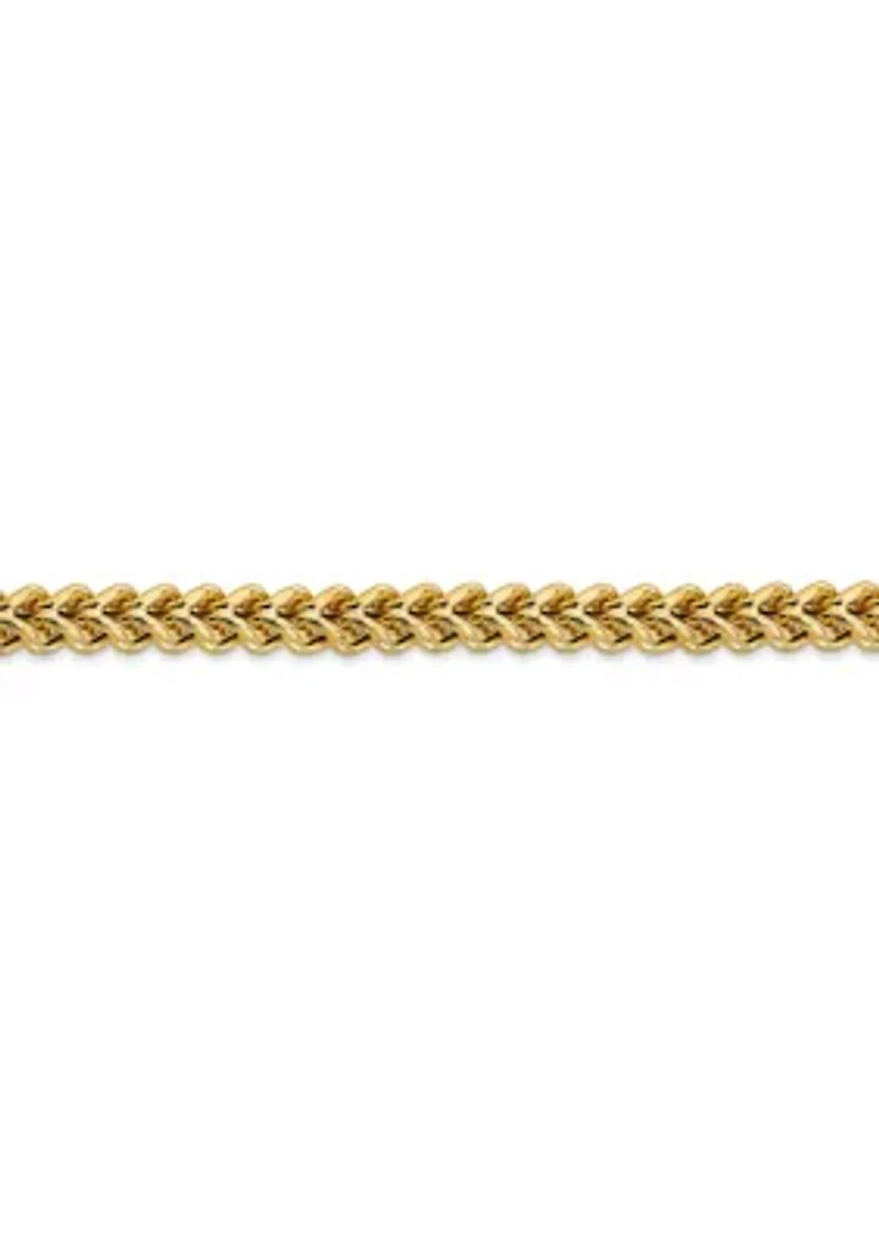 Mens 14K Yellow Gold Millimeter Hollow Franco Chain Bracelet