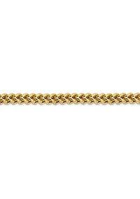 Mens 14K Yellow Gold Millimeter Hollow Franco Chain Bracelet