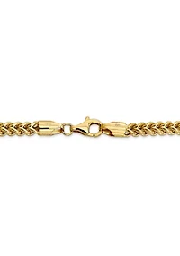 Mens 14K Yellow Gold Millimeter Hollow Franco Chain Bracelet