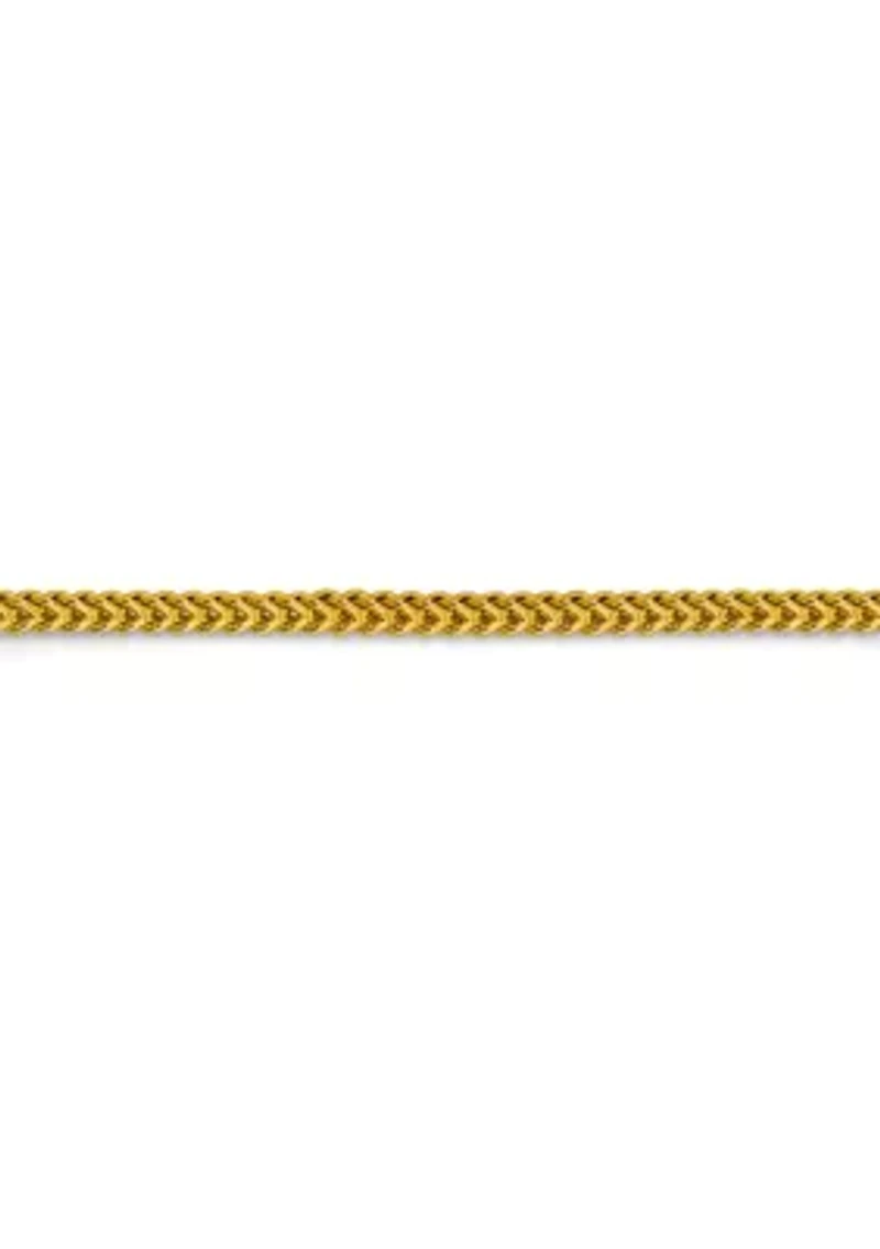Mens 14K Yellow Gold Millimeter Hollow Franco Chain Bracelet