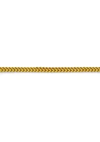 Mens 14K Yellow Gold Millimeter Hollow Franco Chain Bracelet