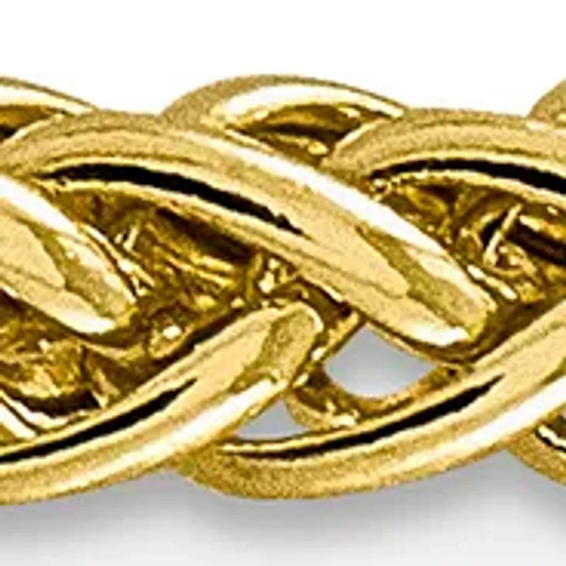 Mens 14K Yellow Gold Millimeter Semi Solid 3-Wire Wheat Chain Bracelet
