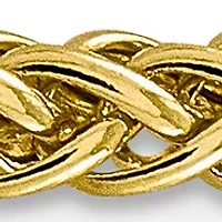 Mens 14K Yellow Gold Millimeter Semi Solid 3-Wire Wheat Chain Bracelet