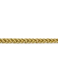 Mens 14K Yellow Gold Millimeter Semi Solid 3-Wire Wheat Chain Bracelet
