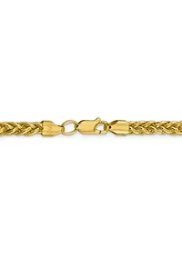 Mens 14K Yellow Gold Millimeter Semi Solid 3-Wire Wheat Chain Bracelet