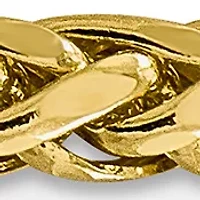 Mens 14K Yellow Gold Millimeter Semi Solid Diamond Cut Wheat Chain Bracelet