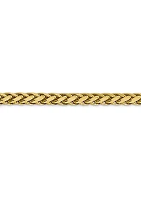 Mens 14K Yellow Gold Millimeter Semi Solid Diamond Cut Wheat Chain Bracelet