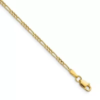 14K Yellow Gold 1.9mm Semi-solid Figaro Chain Necklace