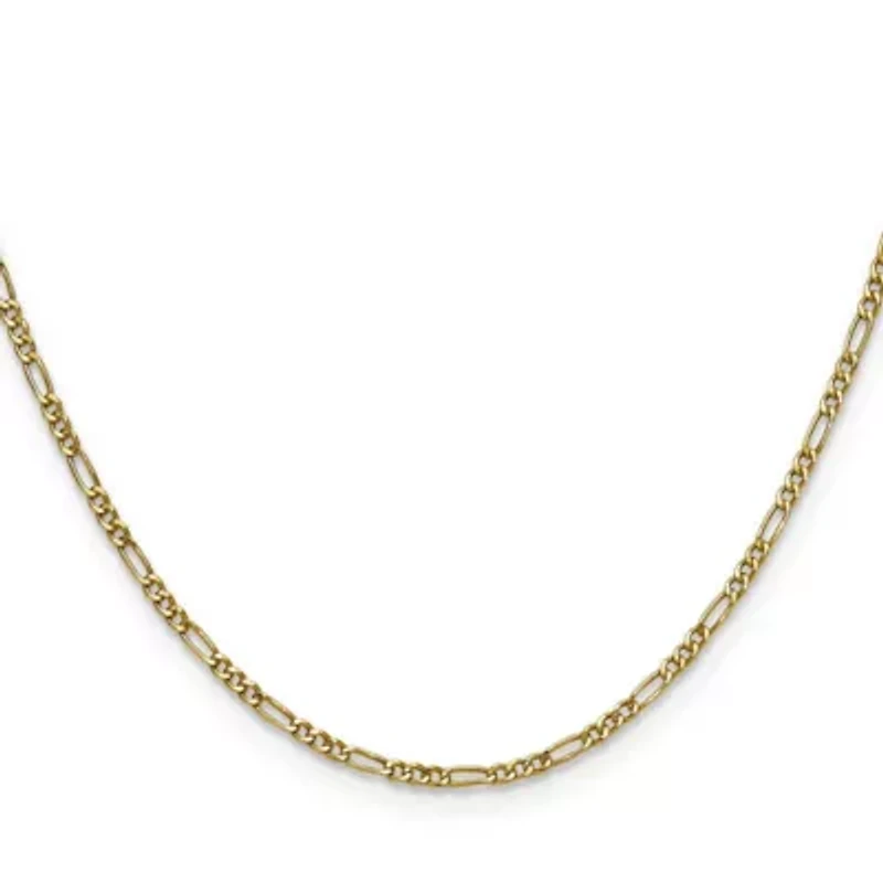 14K Yellow Gold 1.9mm Semi-solid Figaro Chain Necklace