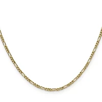 14K Yellow Gold 1.9mm Semi-solid Figaro Chain Necklace
