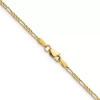 14K Yellow Gold 1.9mm Semi-solid Figaro Chain Necklace