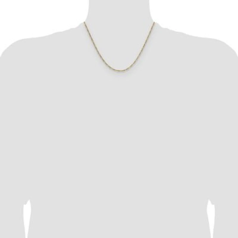 14K Yellow Gold 1.9mm Semi-solid Figaro Chain Necklace