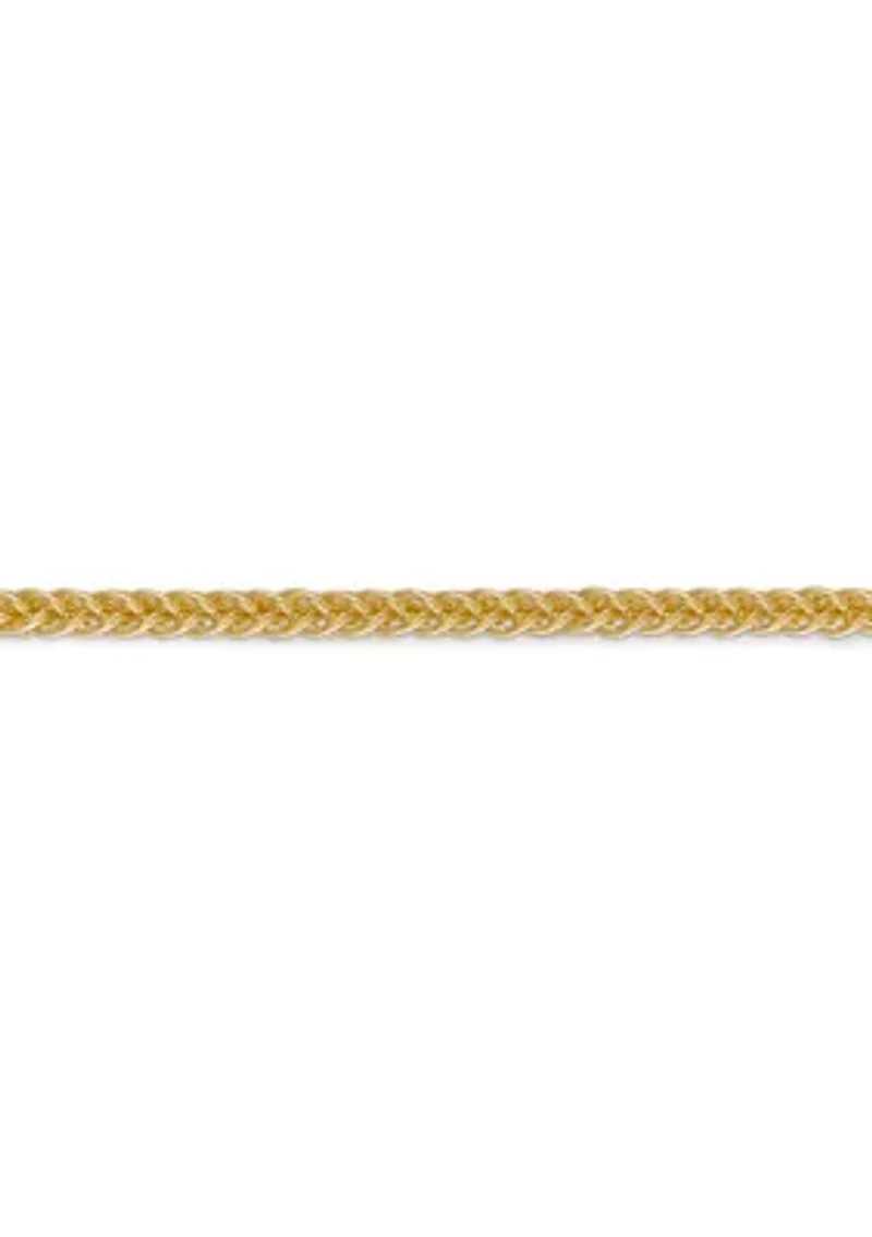 Mens 14K Yellow Gold 2.6 Millimeter Light Wheat Chain Bracelet