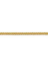 Mens 14K Yellow Gold 2.6 Millimeter Light Wheat Chain Bracelet