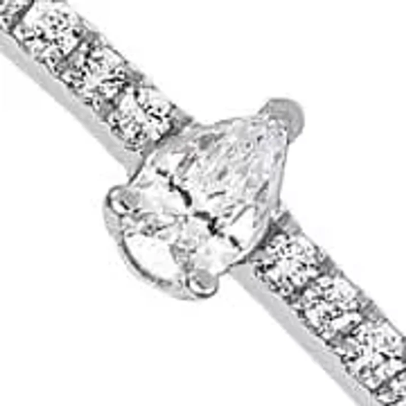 Lab Created 1.28 ct. t.w. Lab Grown Diamond VS/SI+ G+ Round and Pear Hinged Bangle in 14K White Gold