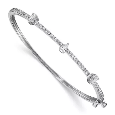 Lab Created 1.28 ct. t.w. Lab Grown Diamond VS/SI+ G+ Round and Pear Hinged Bangle in 14K White Gold