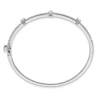 Lab Created 1.28 ct. t.w. Lab Grown Diamond VS/SI+ G+ Round and Pear Hinged Bangle in 14K White Gold