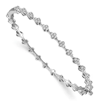 Lab Created 1.04 ct. t.w. Lab Grown Diamond VS/SI+ G+ Hinged Bangle in 14K White Gold