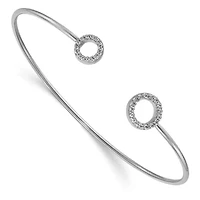 Lab Created 1/4 ct. t.w. Lab Grown Diamond VS/SI+ G+ Circle Flexible Cuff Bangle in 14K White Gold