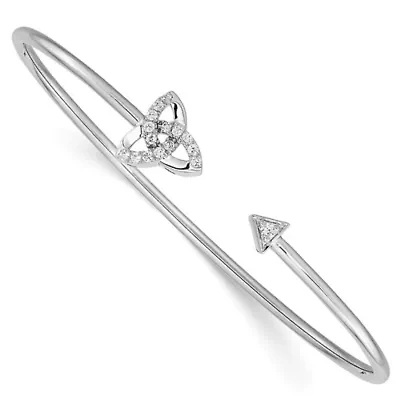 Lab Created 1/5 ct. t.w. Lab Grown Daimond VS/SI+ G+ Celtic Knot Cuff Flexible Bangle in 14K White Gold