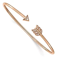 Lab Created 1/10 ct. t.w. Lab Grown Diamond VS/SI+ G+ Arrow Cuff Flexible Bangle in 14K Rose Gold