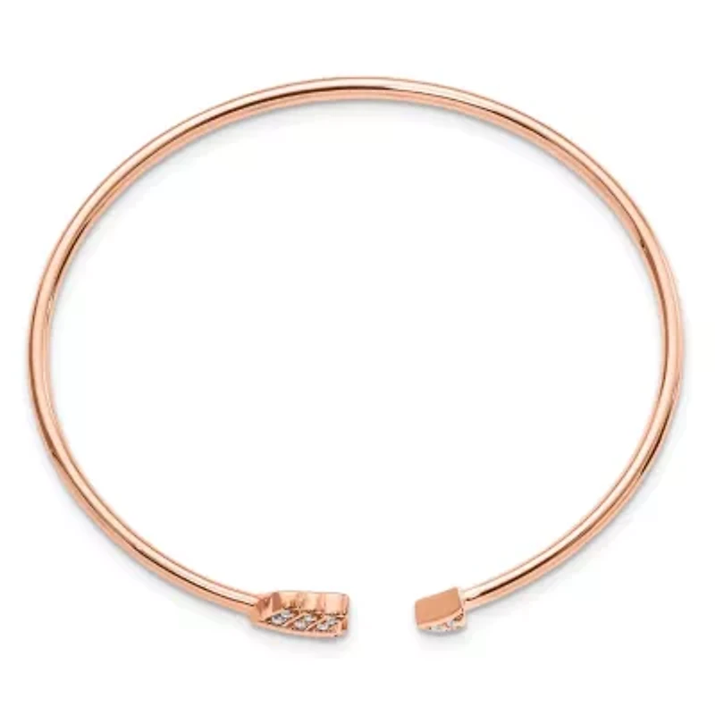 Lab Created 1/10 ct. t.w. Lab Grown Diamond VS/SI+ G+ Arrow Cuff Flexible Bangle in 14K Rose Gold