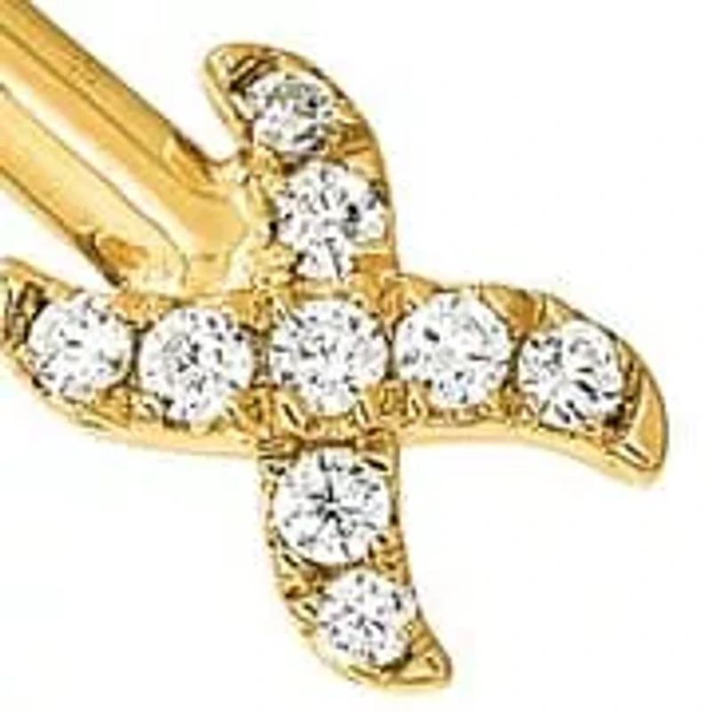 Lab Created 1/5 ct. t.w. lab Grown Diamond VS/SI+ G+ X and O Cuff Flexible Bangle in 14K Yellow Gold