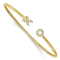 Lab Created 1/5 ct. t.w. lab Grown Diamond VS/SI+ G+ X and O Cuff Flexible Bangle in 14K Yellow Gold