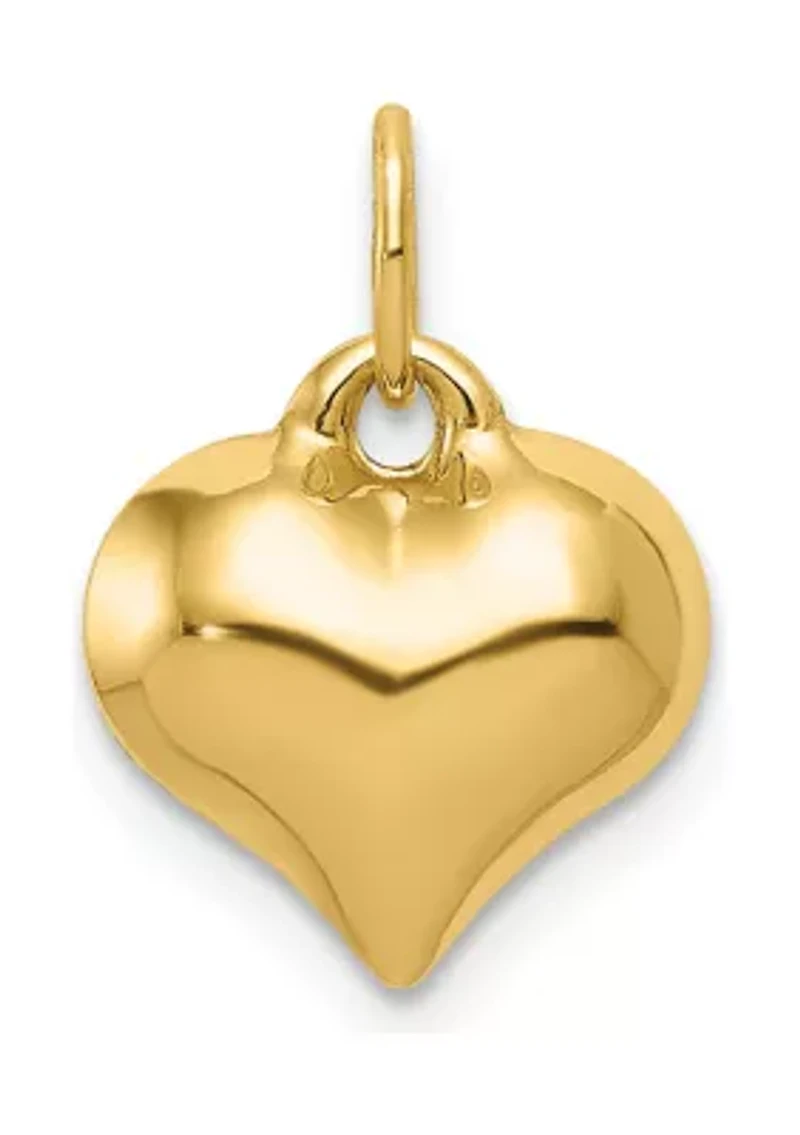 14K Yellow Gold Polished 3-D Puffed Heart Pendant