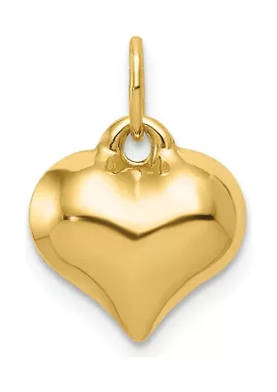 14K Yellow Gold Polished 3-D Puffed Heart Pendant