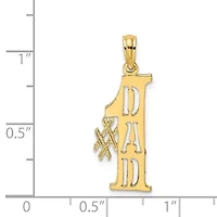 14K Yellow Gold #1 DAD Cut-out Vertical Charm